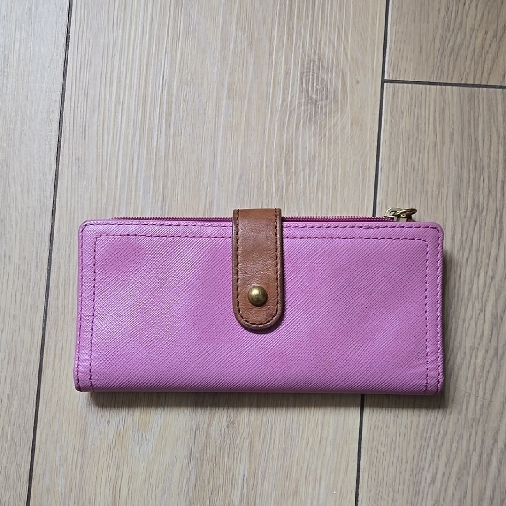 Fossil SLainie Pink/Brown Leather Clutch